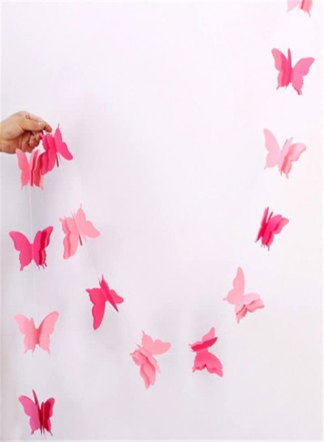 Happy Space 3D Butterfly Paper Banner, Streamer, Hanging, Bunting - Pink, 9.8ft - Birthday, Wedding, Baby Shower, Home Decor, Theme Parties - Image 1